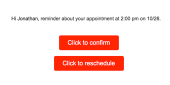 Email appointment confirmation buttons