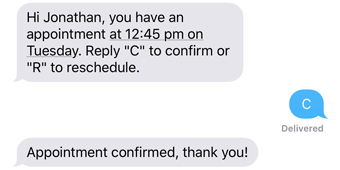 Appointment reminder schedule